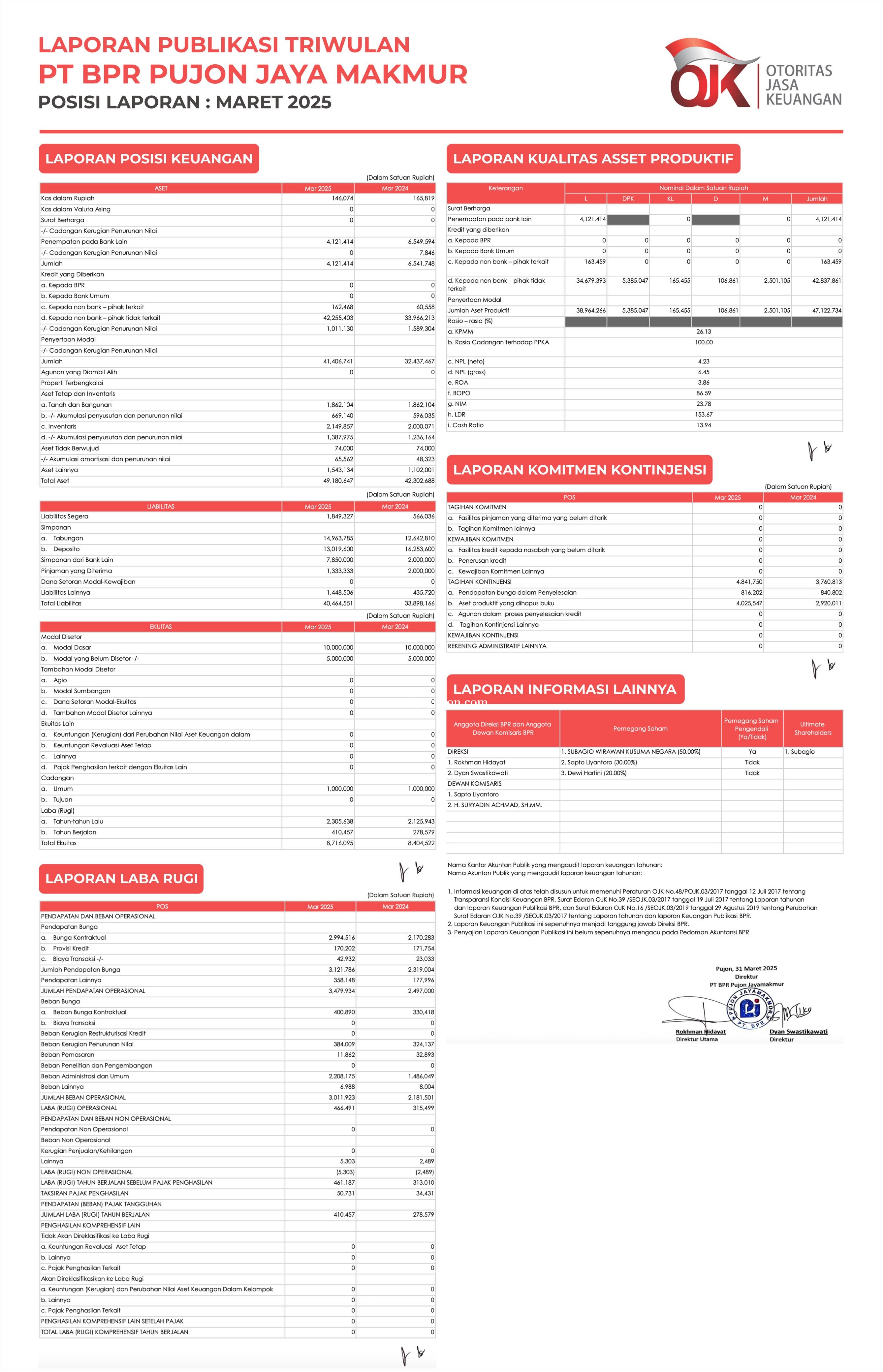 Laporan Publikasi triwulan maret 2025