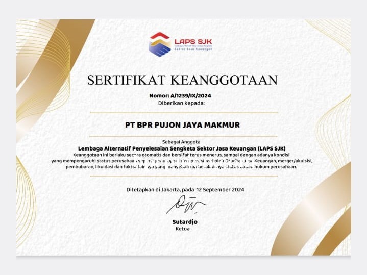 Sertifikat Keanggotaan LAPS